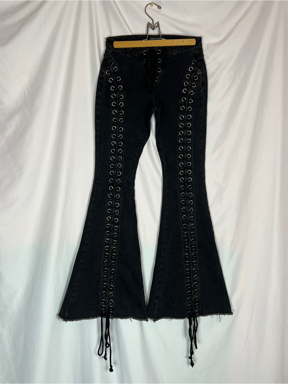 Current Mood Black Wild Wanderer Lace Up Flared Denim Jeans